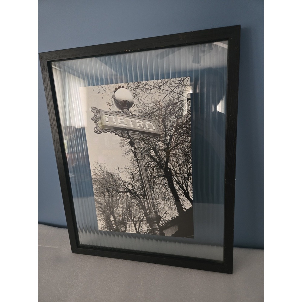 Metro framed print by Clay Davidson Ribbed glass and wood frame B&W